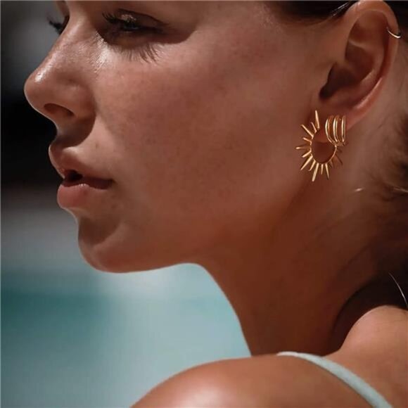 Gold Hoop Earrings - 14K Gold Filled, Tiny Boho, Delicate, Handmade, Hypoallerge - Picture 2 of 7